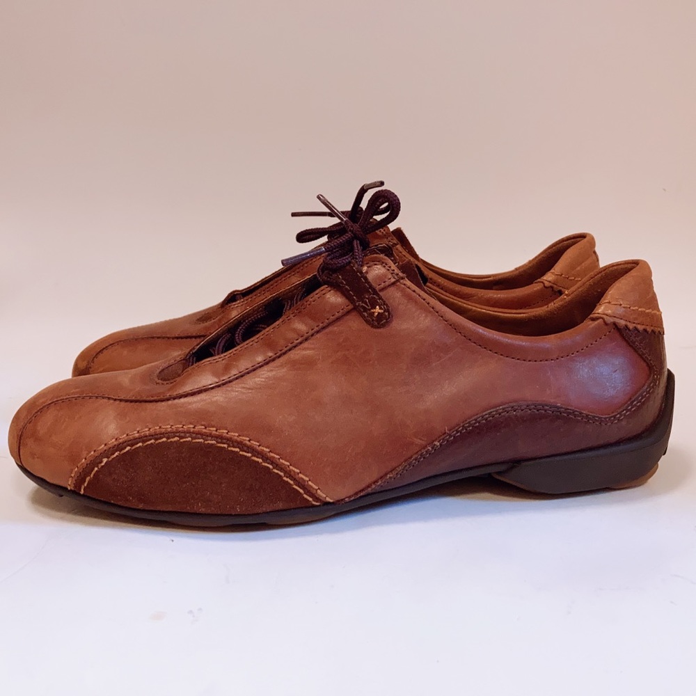 Paul Green Brown Leather Lace-Up Sneakers